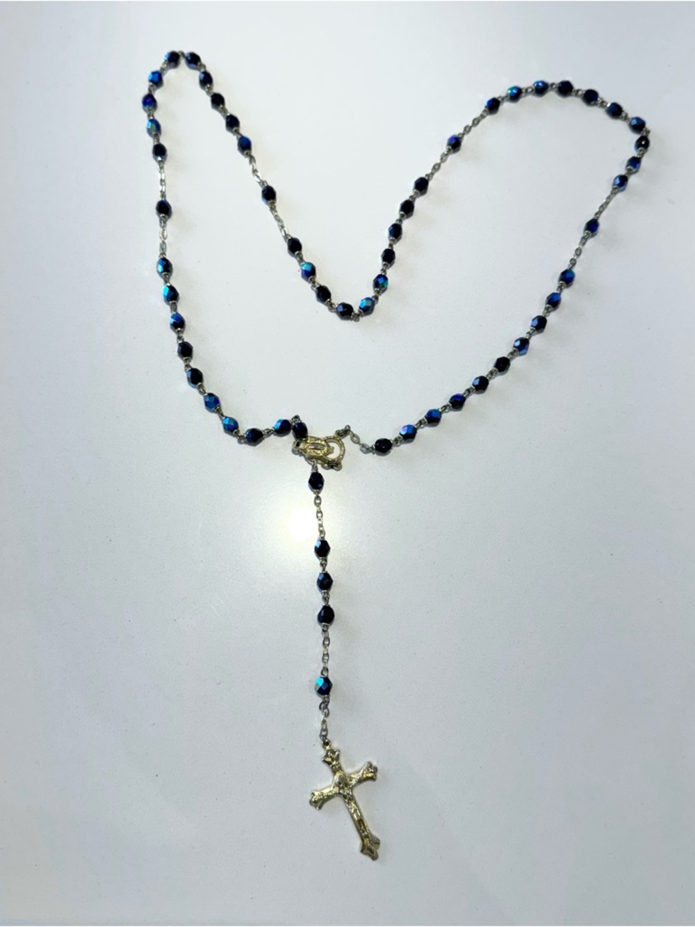 🛍️4 for 20$ / Classic Beaded Rosary Necklace / Gold & Navy